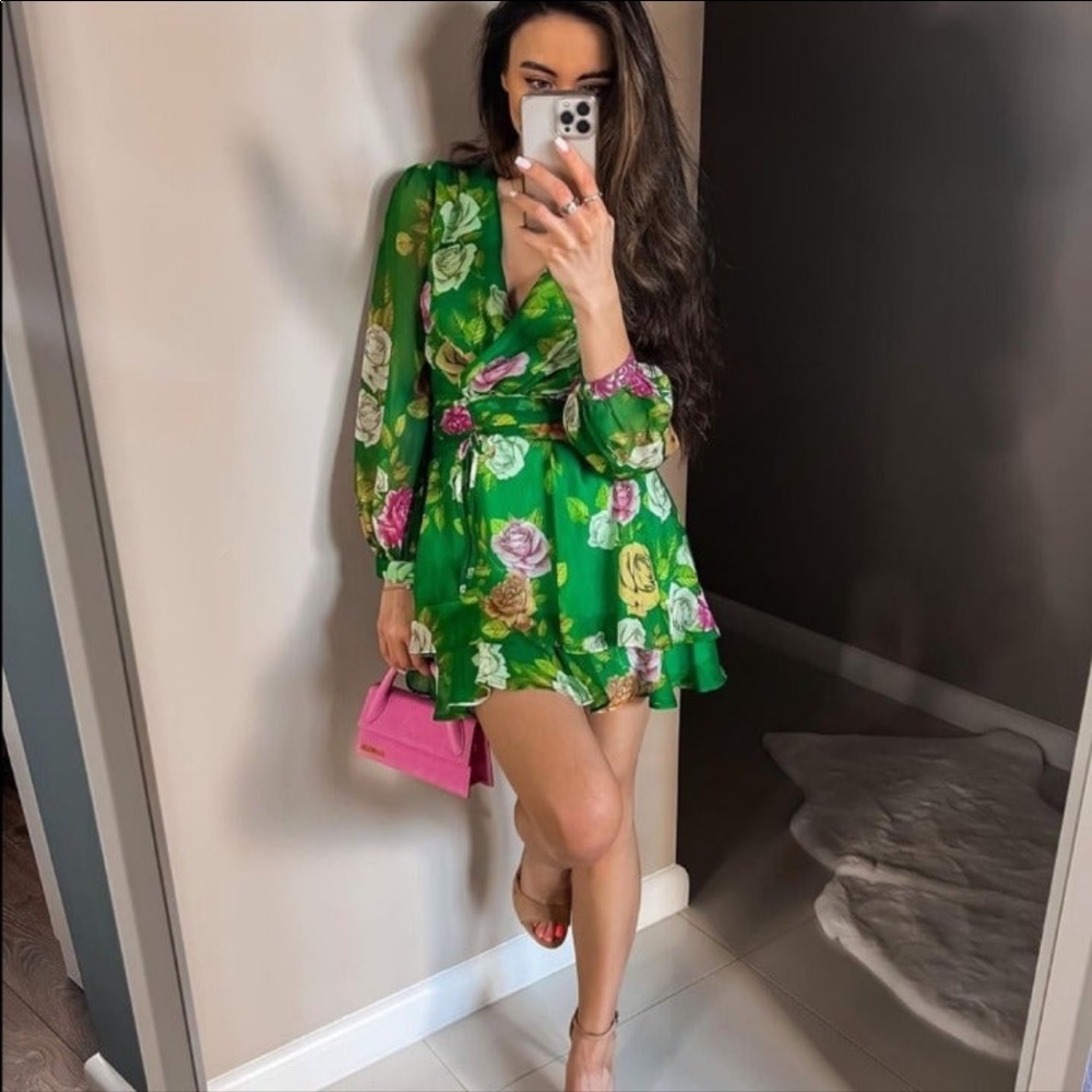 Zara Chiffon Long Sleeve Floral Dresses for Women